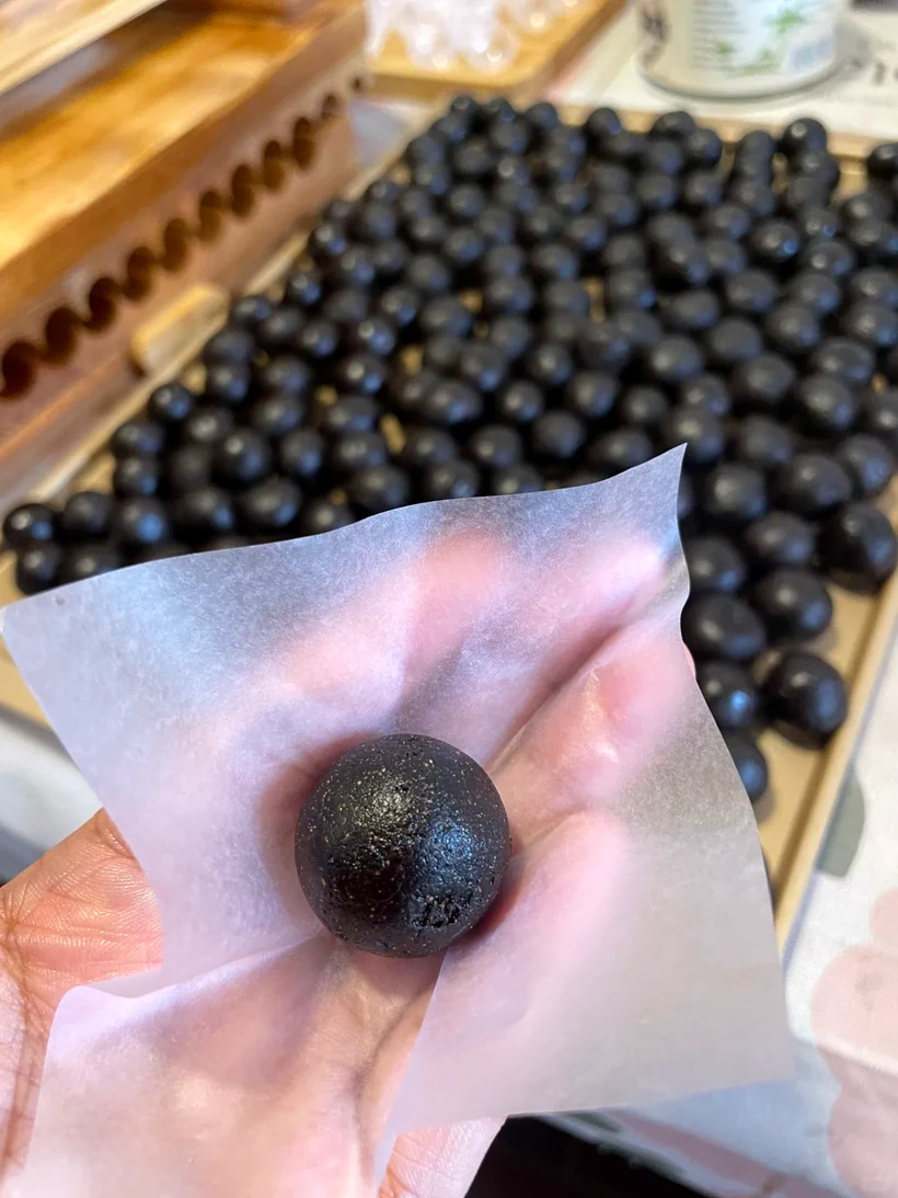 Close-up view of a GUYUANTANG herbal pill